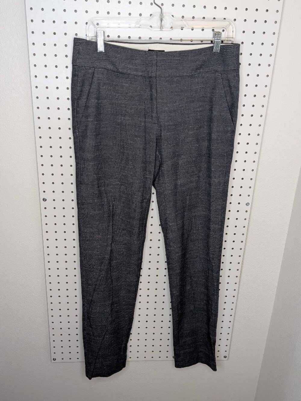 Tall 2 Long LOFT Marisa Linen Blend Trouser Pants Heathered Navy Office Work
